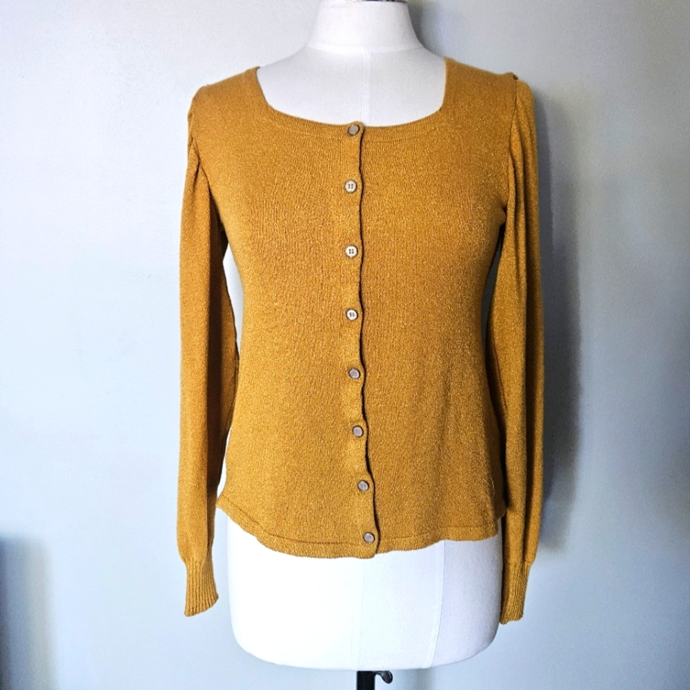 Mustard Yellow Button-Up Cardigan